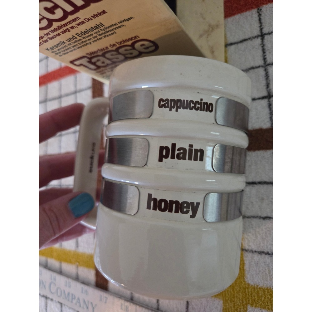 Vintage Drink Selector Mug White Ceramic Rotating Metal Bands Adjustable Coffee - Picture 9 of 11